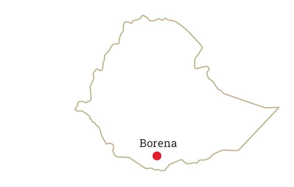 Landkarte von Äthiopien mit Markierung in Borena