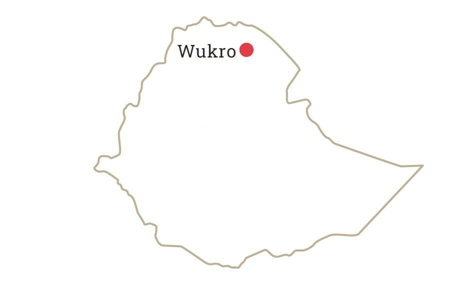 Landkarte von Äthiopien mit Markierung bei Wukro