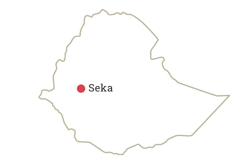 Projektkarte Seka | Stiftung Menschen für Menschen Landkarte von Äthiopien mit Markierung "Seka"