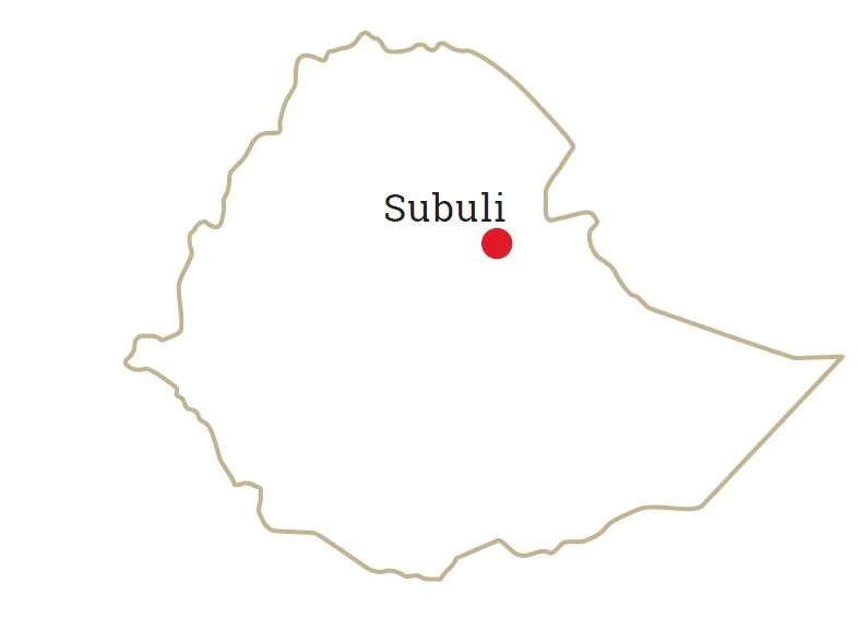 Projektkarte Subuli | Stiftung Menschen für Menschen Landkarte von Äthiopien mit Markierung "Subuli"