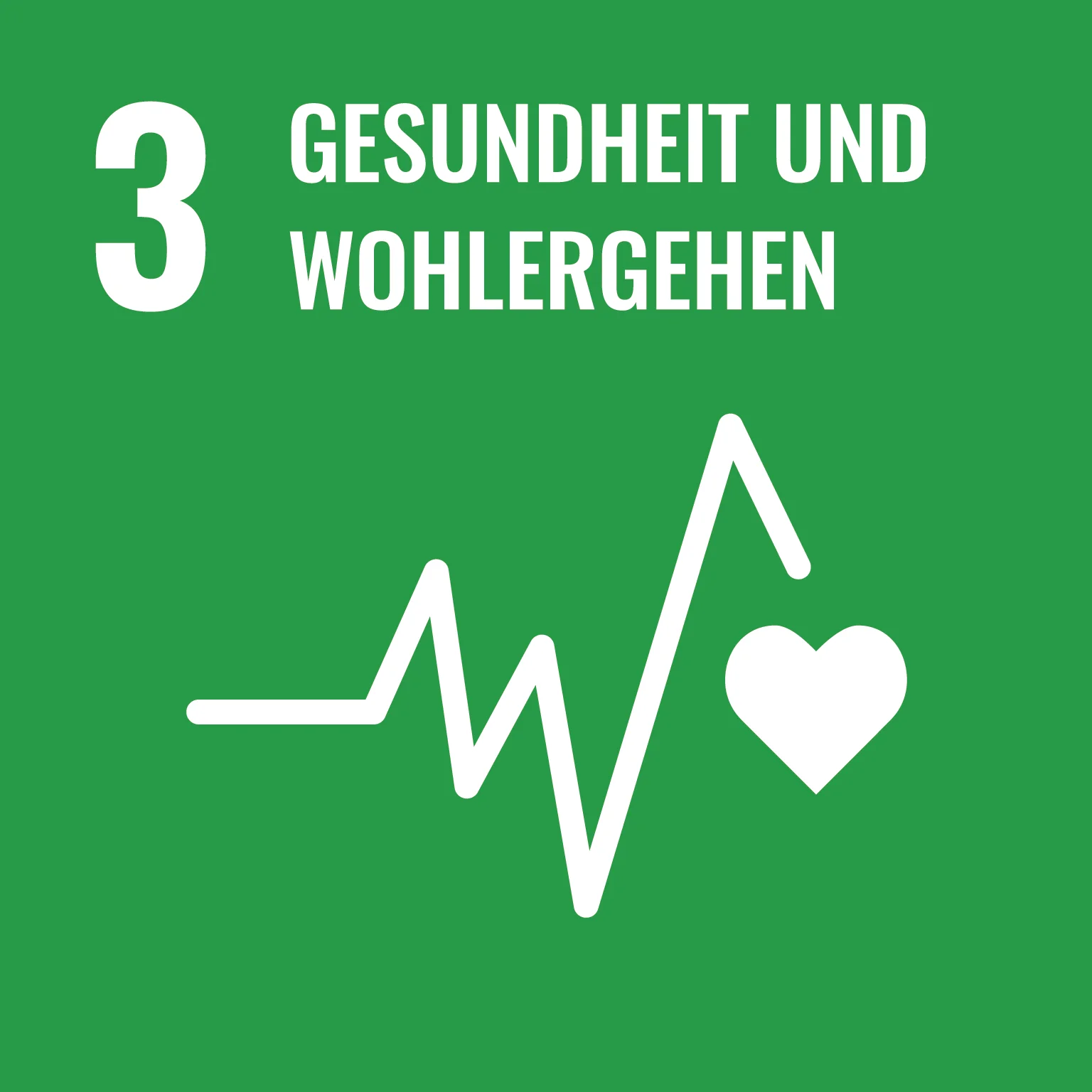 Ziele für nachhaltige Entwicklung: SDG 3 "Gesundheit und Wohlergehen" SDG 3-Icon "Gesundheit und Wohlergehen"