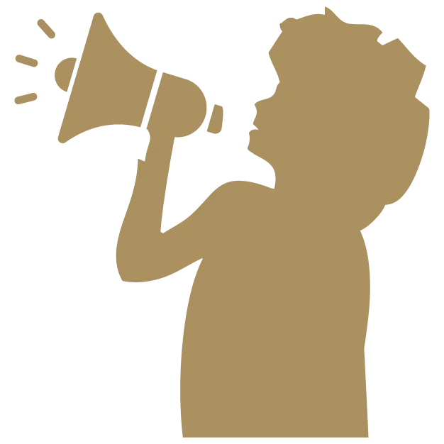 MfM-Icon Aufklärungskampagnen | Stiftung Menschen für Menschen Icon: Frau spricht in ein Megaphon